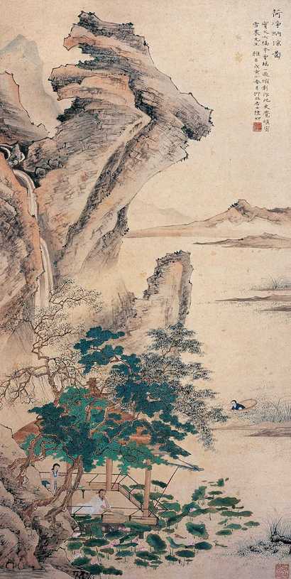 陆抑非 荷净纳凉图 立轴